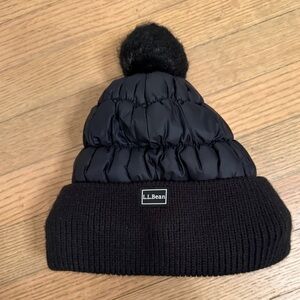 L.L. Bean Black Puffer Beanie